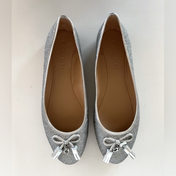 EUC Coach Metallic Silver Benni Ballet Flat, size 8.5B - Picture 2 of 9